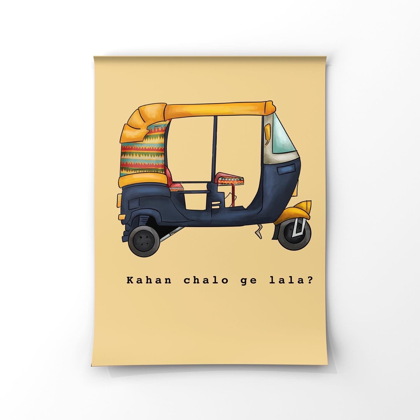 "Kahan Chalo Ge, Lala?" – Vibrant Rickshaw Art Print
