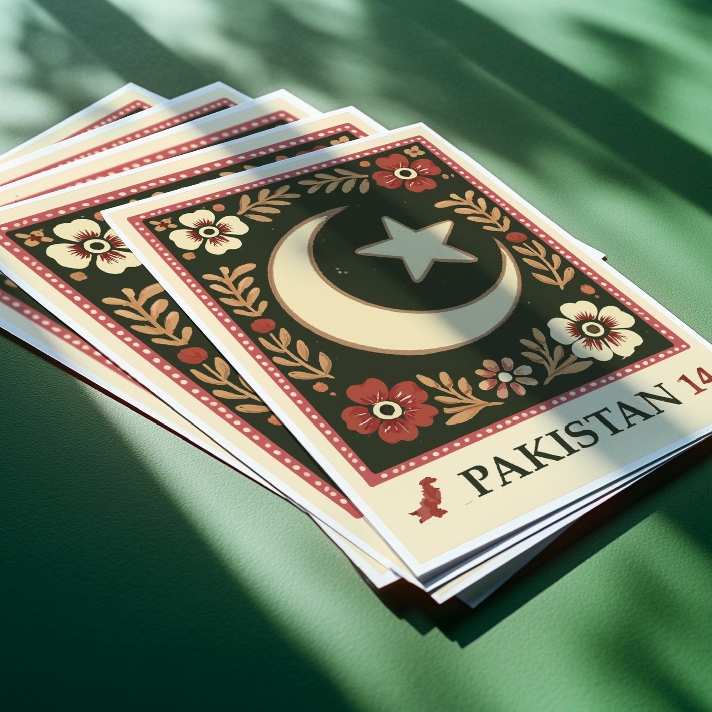 Pakistan Floral Vintage Stamp Art Print