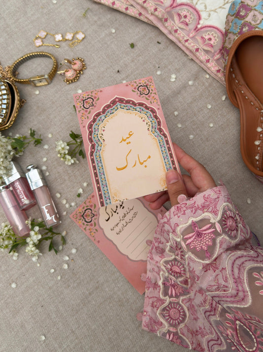 Pink Floral Eid Mubarak Card