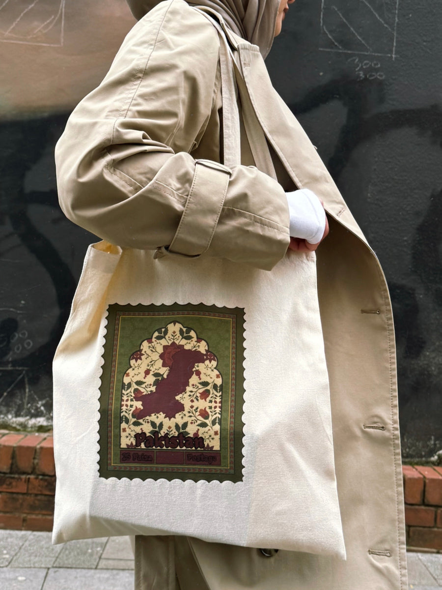 Pakistan Postage Stamp Tote Bag