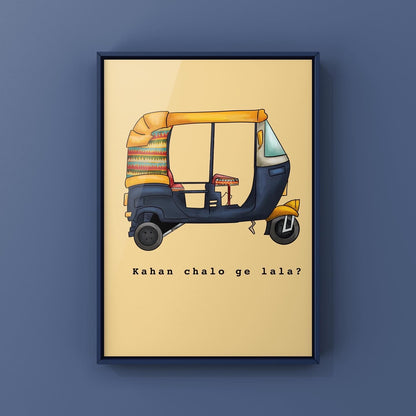"Kahan Chalo Ge, Lala?" – Vibrant Rickshaw Art Print
