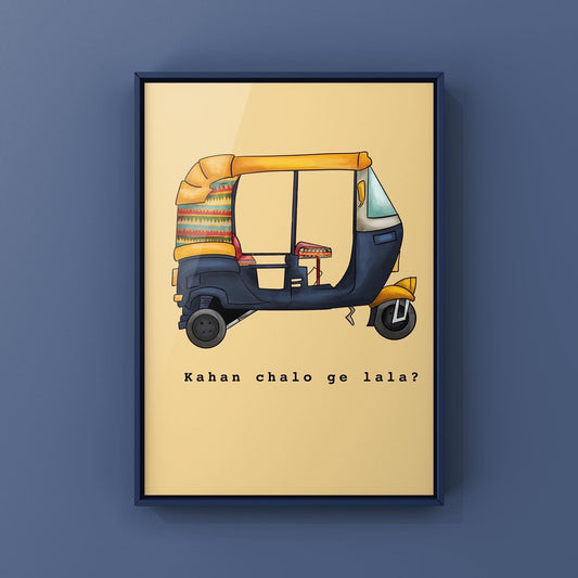 "Kahan Chalo Ge, Lala?" – Vibrant Rickshaw Art Print
