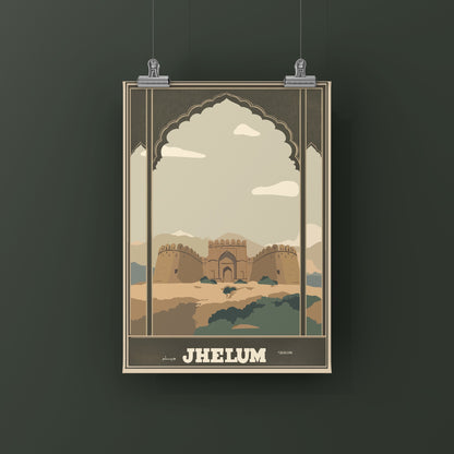 Jhelum – Rohtas Fort Vintage Travel Poster
