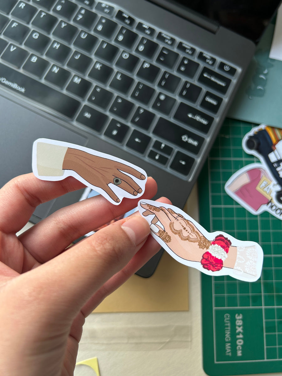 Desi Couple Hands Sticker